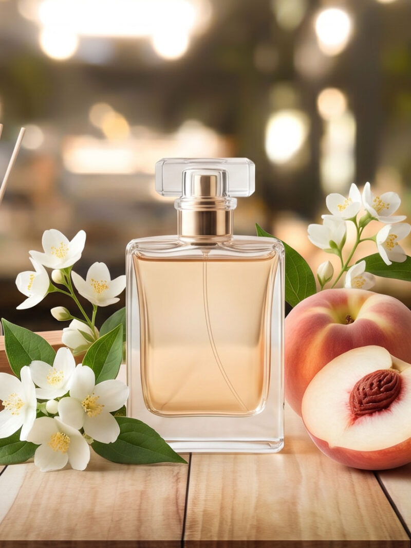 Warm amber fragrance in elegant bottle